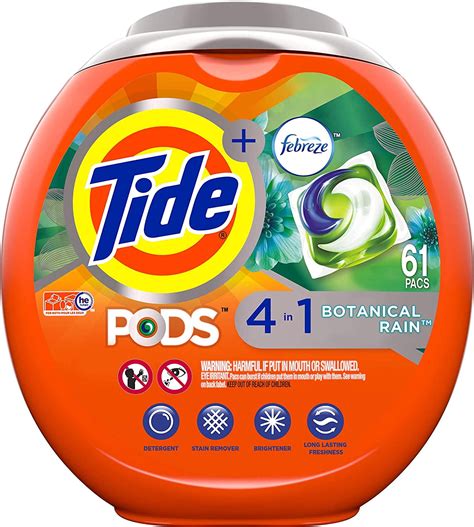 Tide Pods Laundry Detergent Liquid Pacs Botanical Rain Scent 4 In 1
