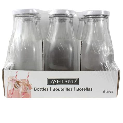 8oz Glass Milk Bottles With Lids 6 Pack By Ashland Michaels
