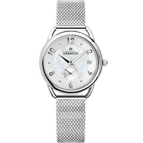 michel herbelin ladies equinoxe mop dial mesh bracelet quartz watch watches from dipples uk