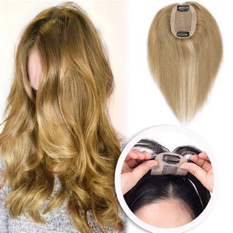 Silk Base Clip In Human Hair Toppers For Women 14 Inch Thin Clip On Top Hairpieces
