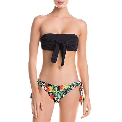 Womail Sexy Womens High Waist Print Bandage Bikini Set Swimwear Beach