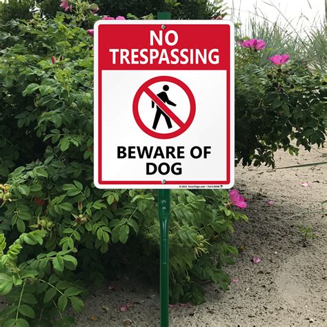 No Trespassing Beware Of Dog Sign And Stake Kit For Yard Sku K 9410