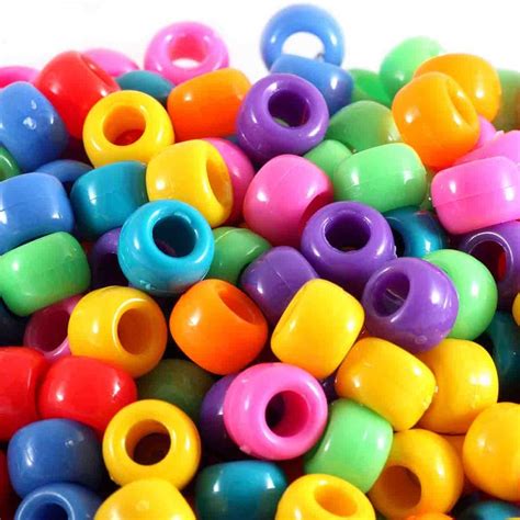 Pony Beads Plastic Barrel 6x8mm Circus Opaque Mix 100pk Beads And