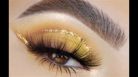 Gold Glitter Cut Crease Eye Makeup Tutorial Youtube