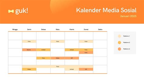 Contoh Kalender Bulanan Gratis Bisa Dicetak Canva