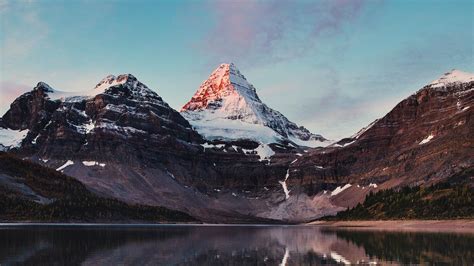 Wallpaper Mountains Rocks Lake Snowy Reflection Hd Picture Image