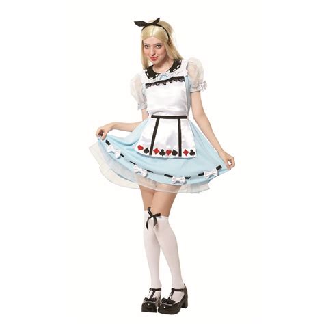 adult alice cosplay costume classic role play blue apron outfit dress with headband m walmart