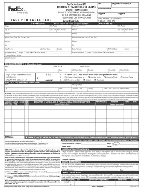 Printable Bill Of Lading Form R Printable Forms Free Online