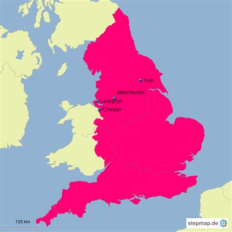 England umfasst den größten teil des südlichen abschnitts der insel großbritannien, grenzt im norden an schottland und im westen an wales und die irische see. StepMap - Besuchte Städte in England - Landkarte für ...