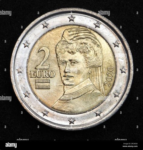 Back National Side Of 2 Euro Coin From Austria Shows A Portrait Of The