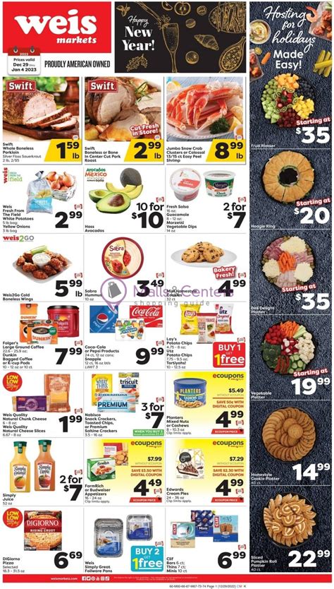 Weis Markets Weekly Ad Valid From 12292022 To 01042023 Mallscenters