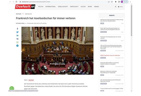 Austrian Press Stories On France S Provocative Decision Towards Azerbaijan