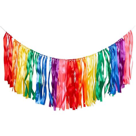 Rainbow Party Garland Hanging Decorations Colorful Ribbon Tassel