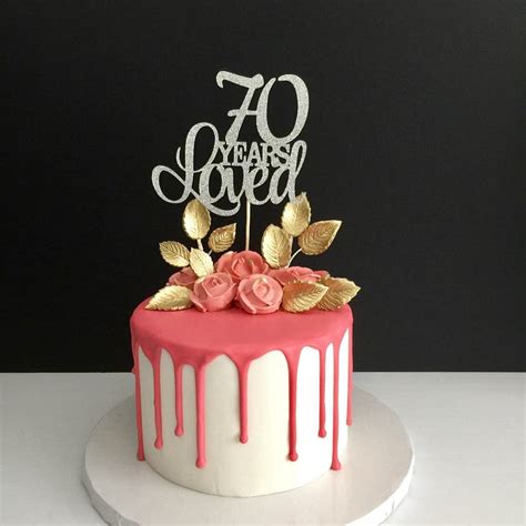 70 Years Loved Cake Topper 70th Birthday Cake Topper Happy Etsy