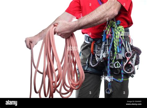 Climber And Rope Stock Photo Alamy
