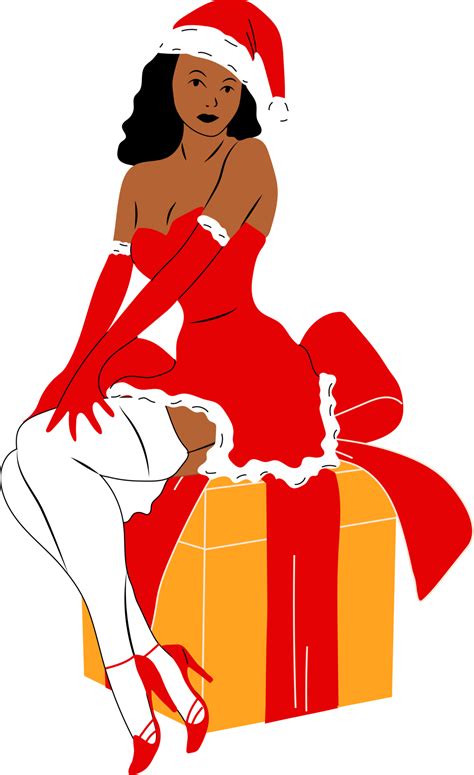 girl is dressed in a sexy christmas dress cute ladies pin up retro style 33859857 png