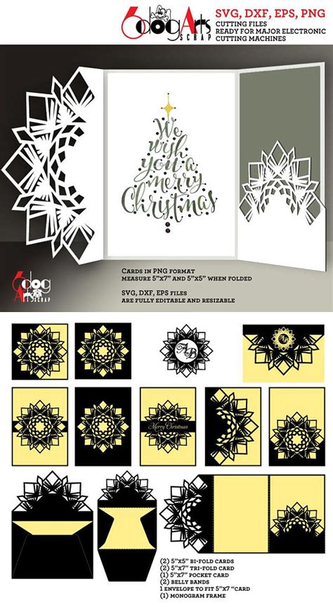 This christmas card is the perfect small gift for someone you want to acknowledge at christmas without spending a lot on a gift. 10 Snowflake Christmas Card Templates Digital Cut SVG DXF