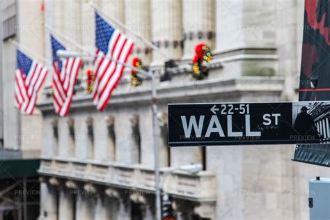 Wall Street Sign With Flag Stock Photos Motion Array