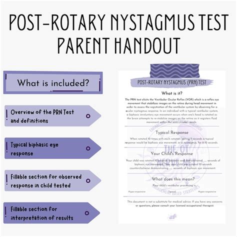 Post Rotary Nystagmus Test Parent Handout Occupational Etsy