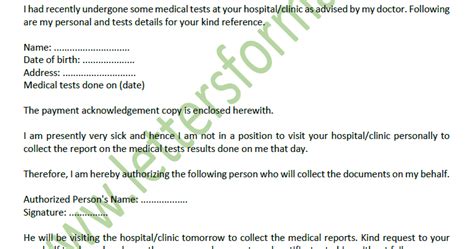Sample pck up formsmails : (Sample) Authority Letter to Pick up My Medical Result Report