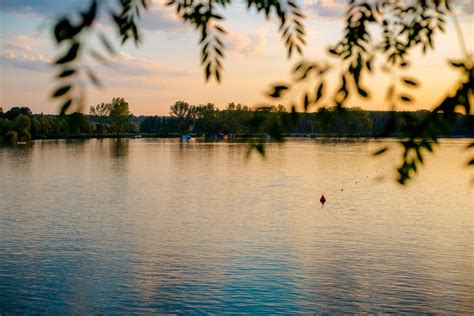 Free Picture Lakeside Dusk Evening Horizon Water Reflection Sun