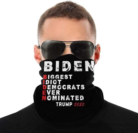 Amazon Com Biden Biggest Idiot Democrats Ever Nominated Trump Unisex Neck Gaiter Face Mask