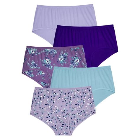 comfort choice comfort choice women s plus size 5 pack stretch cotton full cut brief underwear
