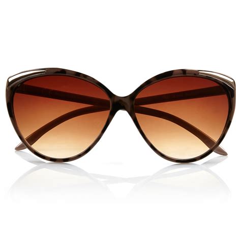 river island brown tortoise shell cat eye sunglasses in brown lyst