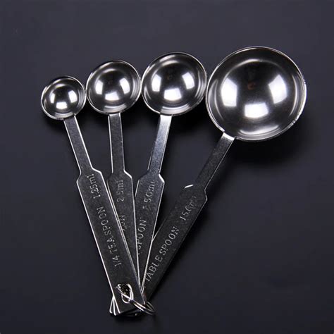 4pcslot Creative Stainless Steel Measuring Spoon Tea Coffee Measure Scoops Table Spoon Baking