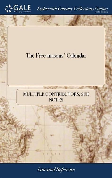 Free Masons Calendar Or An Almanac For The Year Of Christ 1775