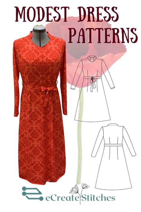 Modest Sewing Patterns Printable Instant Download Modest Dress