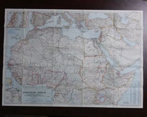 Vintage 1954 Northern Africa National Geographic Wall Map Large 41 ×