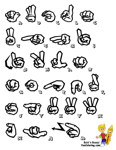 Printable Sign Language Alphabet Graffiti Free Coloring Home