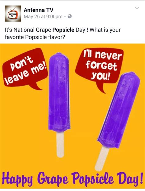 National Grape Popsicle Day May 26t Wacky Holidays Grapes Food Puns