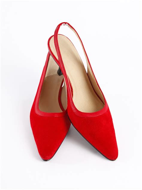 Kate Red Slingback Kitten Heel Sandal Zinnia Shoes