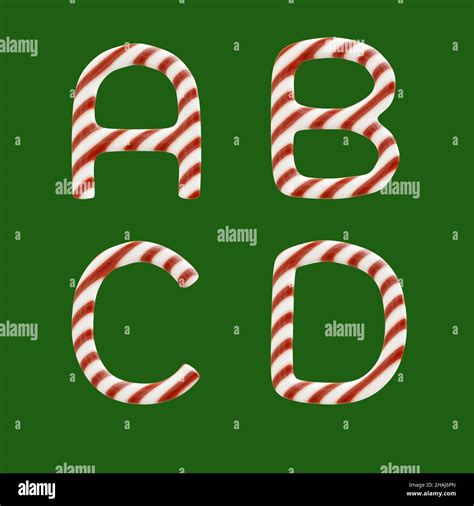 3d Rendering Of Candy Cane Alphabet Letters A D Stock Photo Alamy