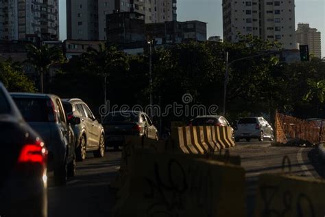 Heavy Car Traffic In The Late Afternoon On One Of The Busy Streets Of