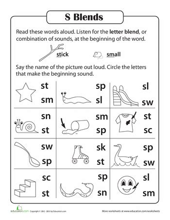 Students will learn to read and write words decide whether the word represented by each picture is a bl consonant blend or not. Consonant Sounds: S Blends | First grade phonics, Blends ...