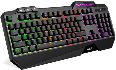 Havit Rainbow Backlit Wired Gaming Keyboard 104 Keys Led Usb Ergonomic Wrist Rest Keyboard For