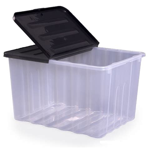 Plastic Storage Box 110 Litres Extra Large Clear And Black Supa Nova By