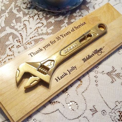 Award Plaque Silver Wrench Personalize Engrave Etsy