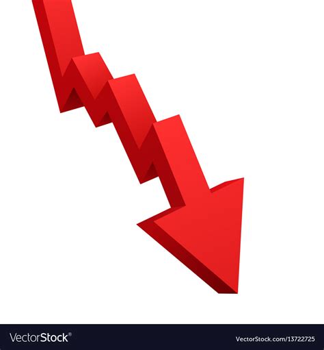 Red Arrow Graph Going Down Isolated On White Vector Image