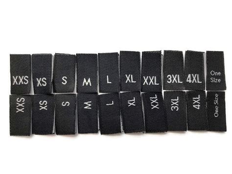 Woven Black Size Label Tabs Size Xxs Xs S M L Xl Xxl 3xl 4xl Etsy