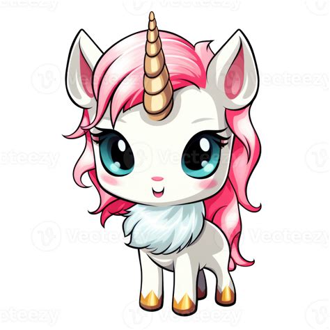 Cute Chibi White Unicorn Ai Generative 33494585 Png