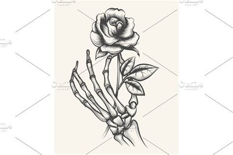 Skeleton Hands With Rose Flower Skeleton Hand Tattoo Skulls Drawing