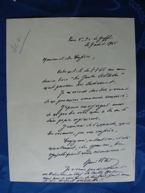 Lettre Manuscrite Signee Henri Petit 1965 Les Justes Solitudes Eur