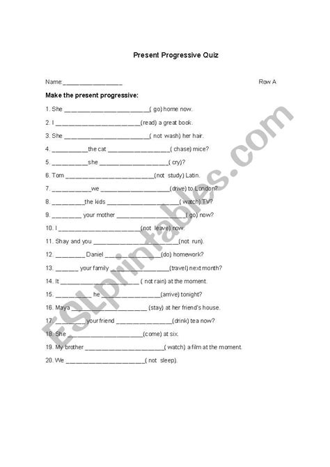 Study english with quizzes, crossword puzzles and other activities for students of english as a second language. Present Progressive Quiz - ESL worksheet by Irena86