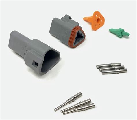 Deutsch Dt Series 3 Pin Connector Kit Wbarrel Style Terminals 16 20 Awg