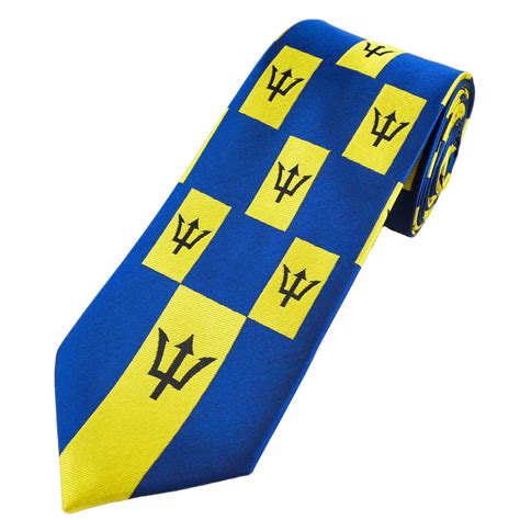 Barbados Flag The Broken Trident Blue And Gold Men S Tie From Ties Planet Uk
