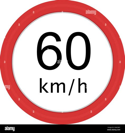 Vector Illustration Traffic Sign Of Maximum Speed 60 Kilometers Per